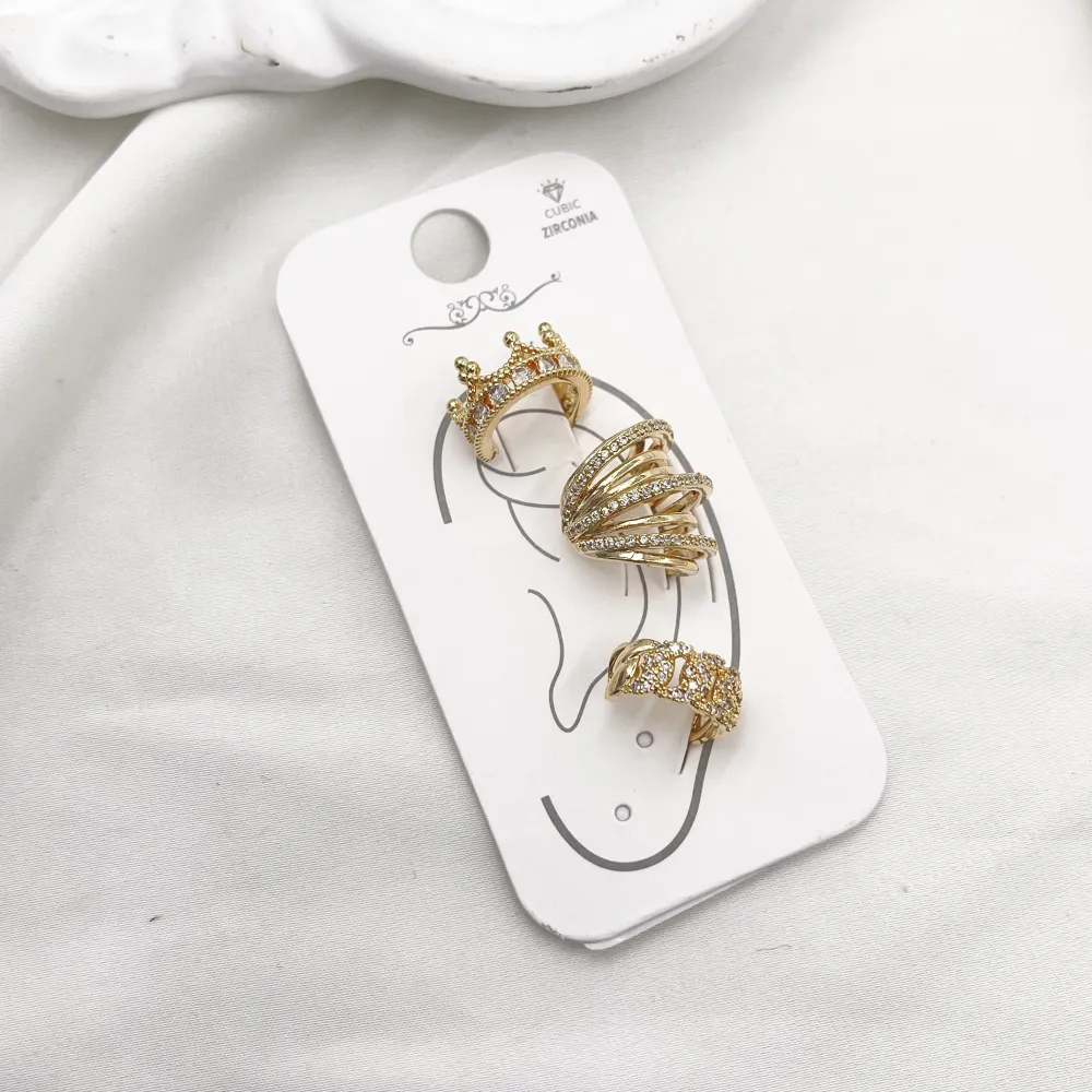 Set 3Pz  -Earcuff con Zirconia - EAK-506-374