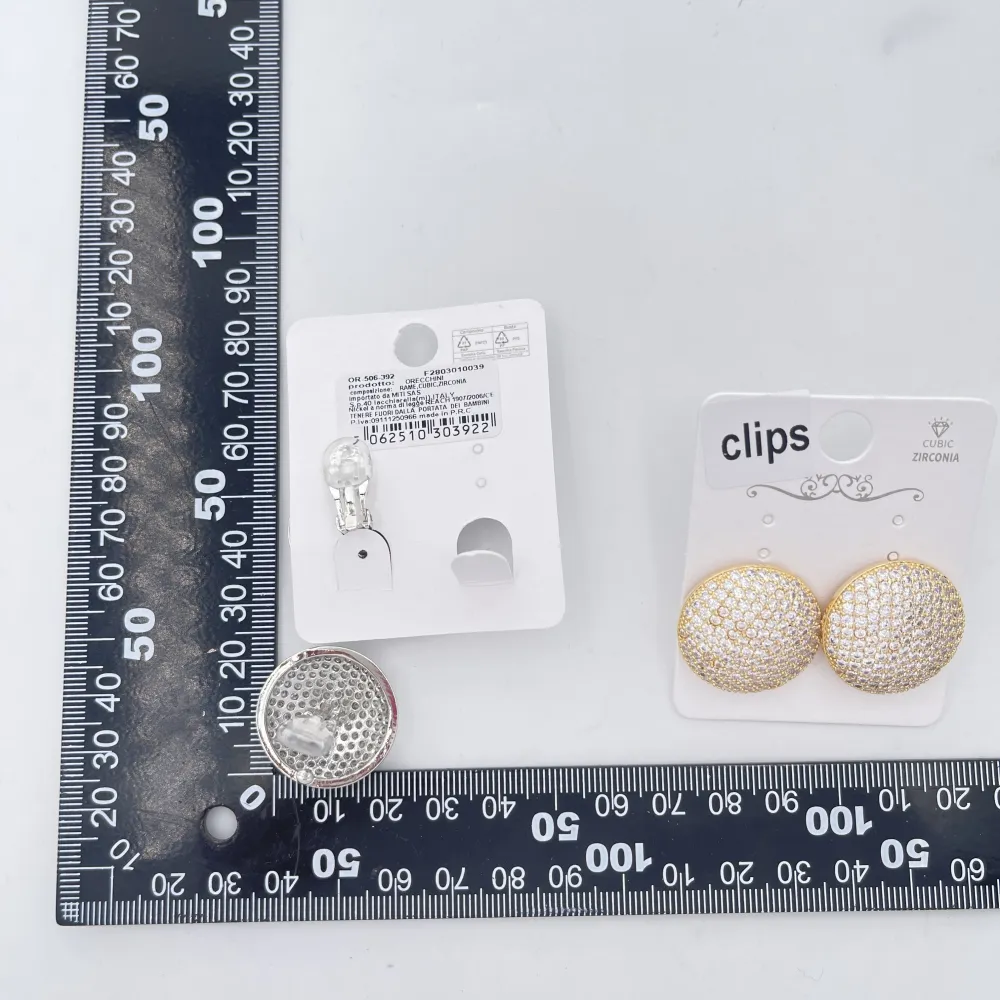 Ovale con Zirconia-Orecchini a Clip - OR-506-392