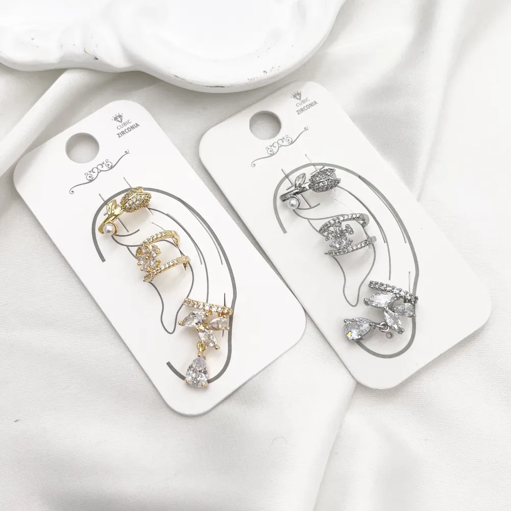 Set 3Pz  -Earcuff con Zirconia - EAK-506-379