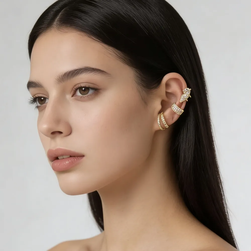 Set 3Pz  -Earcuff con Zirconia - EAK-506-377