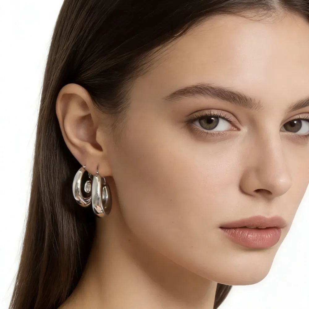 Cerchio Cuore Grande-Orecchini in Acciaio - OR-103-AA6565E M