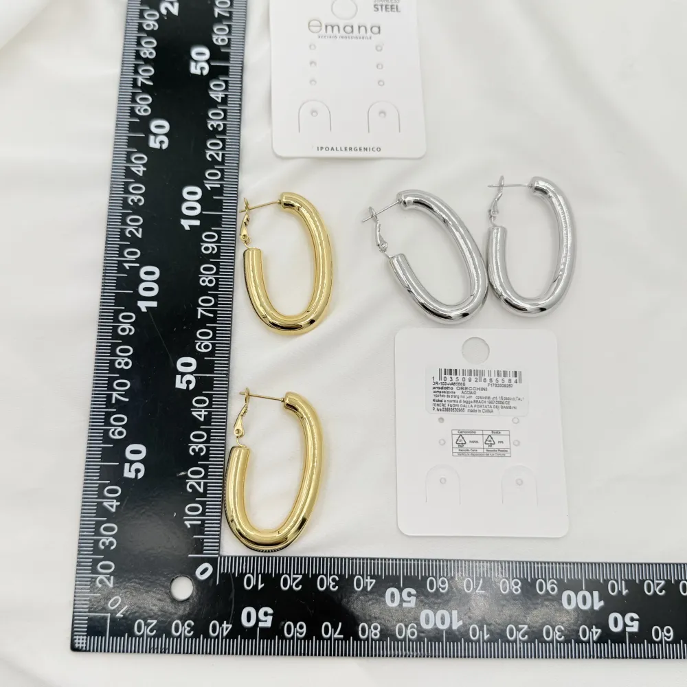 Cerchio  Ovale-Orecchini in Acciaio - OR-103-AA6558E