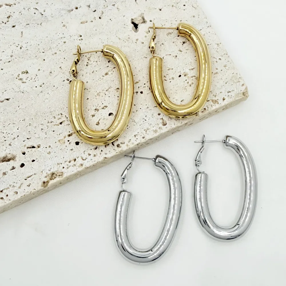 Cerchio  Ovale-Orecchini in Acciaio - OR-103-AA6558E