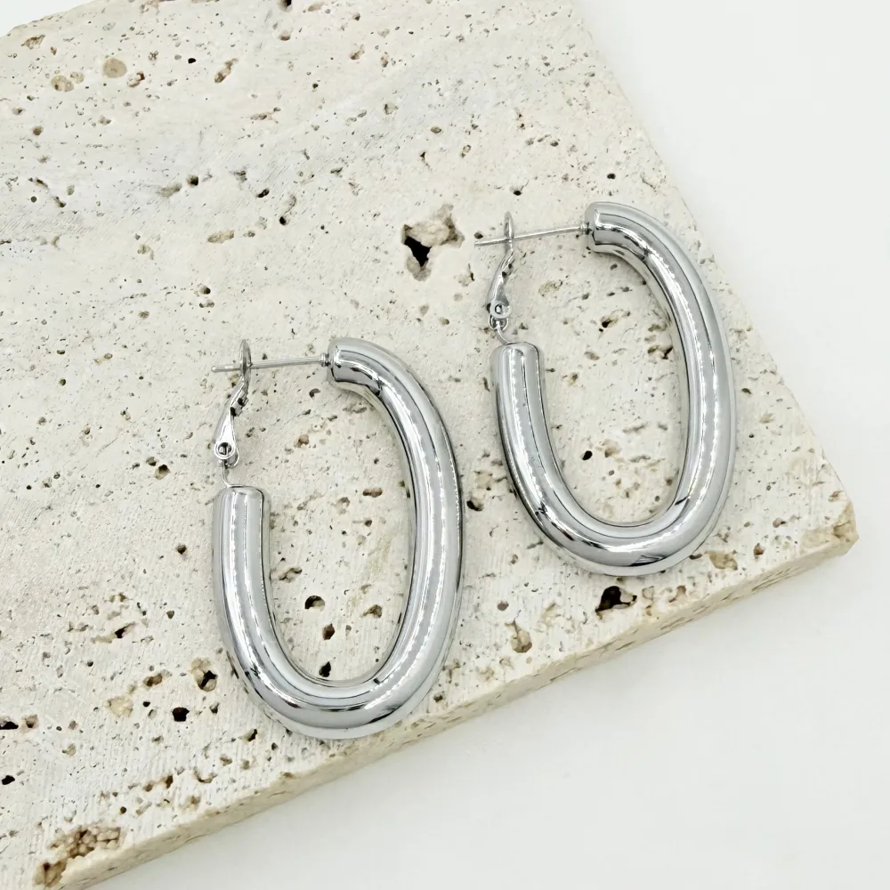 Cerchio  Ovale-Orecchini in Acciaio - OR-103-AA6558E