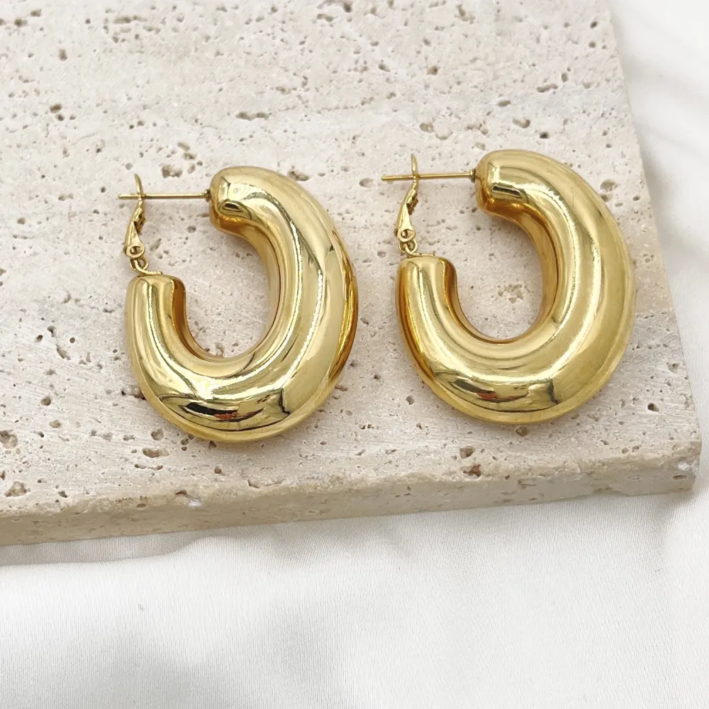 Cerchio ovale -Orecchini in Acciaio - OAP-103-AA6551E