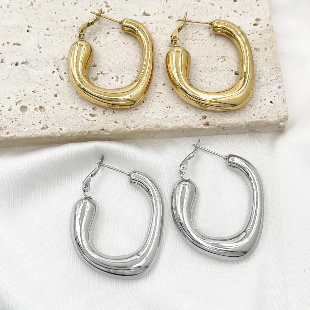 Cerchio ovale -Orecchini in Acciaio - OR-103-AA6567E