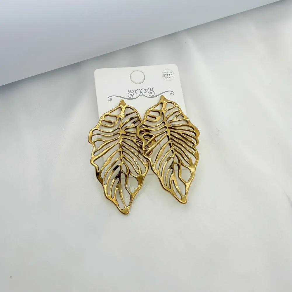 Foglia Grande-Orecchini in Acciaio - OR-774-108