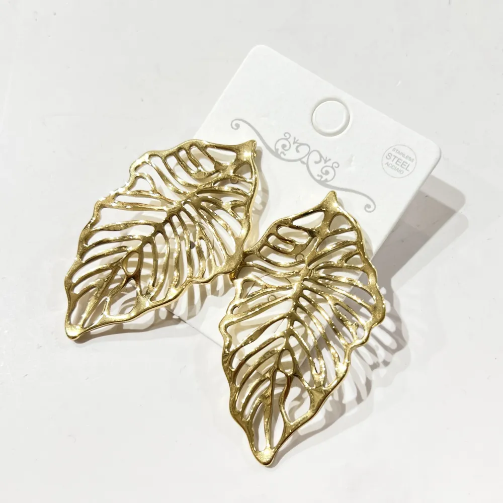 Foglia Grande-Orecchini in Acciaio - OR-774-108