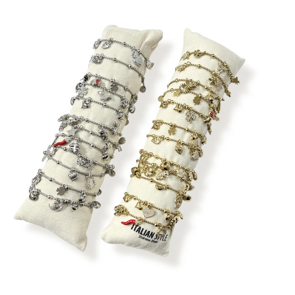 Mix Soggetti-12pz Bracciali in Acciaio con chiusura - BR-103AA5861-5872B