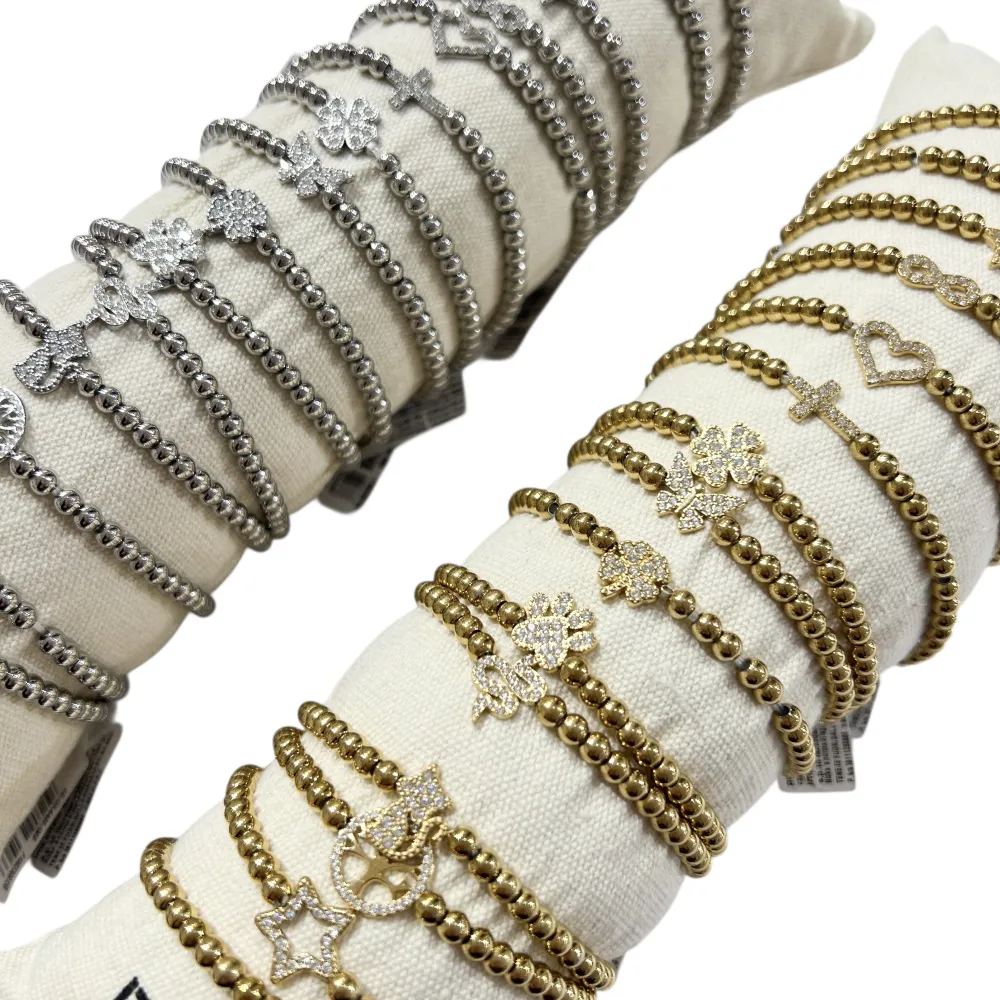 Mix Soggetti con Zirconia-15pz Bracciali Elastici in Acciaio - BR-103-AA95-106B