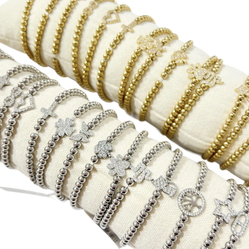 Mix Soggetti con Zirconia-15pz Bracciali Elastici in Acciaio - BR-103-AA95-106B