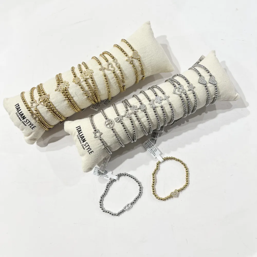 Mix Soggetti con Zirconia-15pz Bracciali Elastici in Acciaio - BR-103-AA95-106B