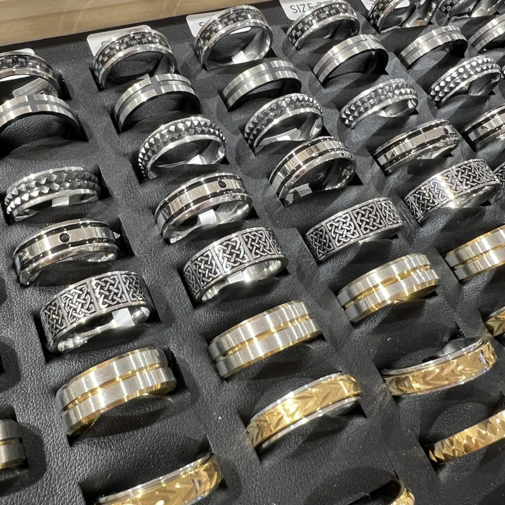 Mix Modelli-120pz Anelli da uomo in Acciao - AN-600-H325