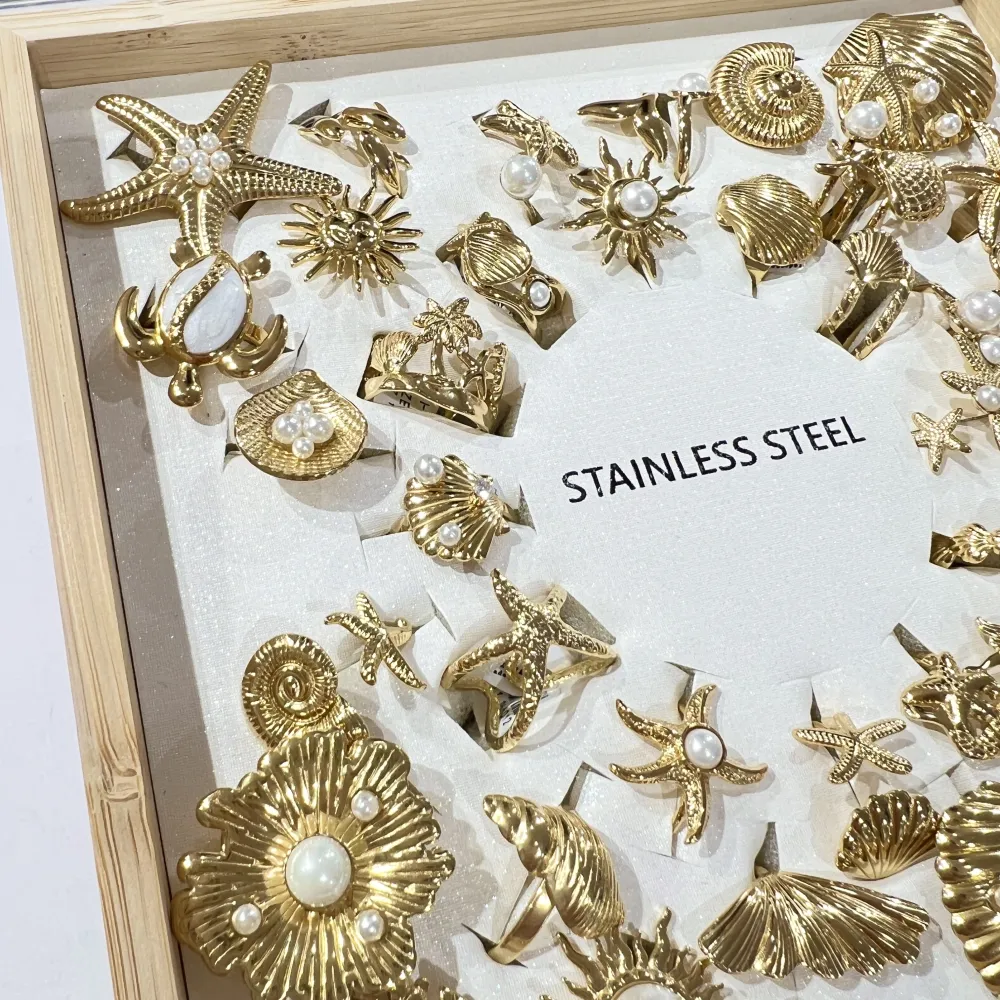 Mix Modelli Mare-36 pz Anelli in Acciaio - AN-105-270