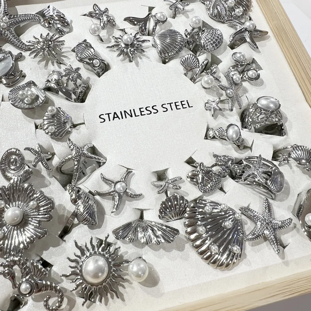 Mix Modelli Mare-36 pz Anelli in Acciaio - AN-105-270