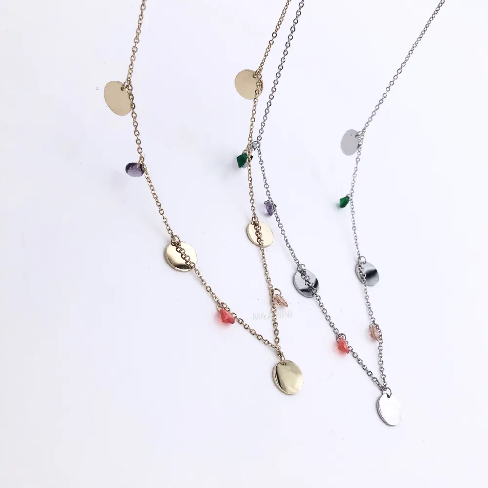 CAC5037-Tondo e zirconia - Collana Corta in Acciaio_2