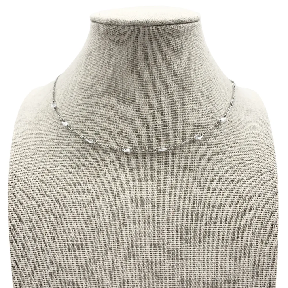 CAC5841- Zirconia Ovale- Collana Corta Multifilo in Acciaio_Argento_1