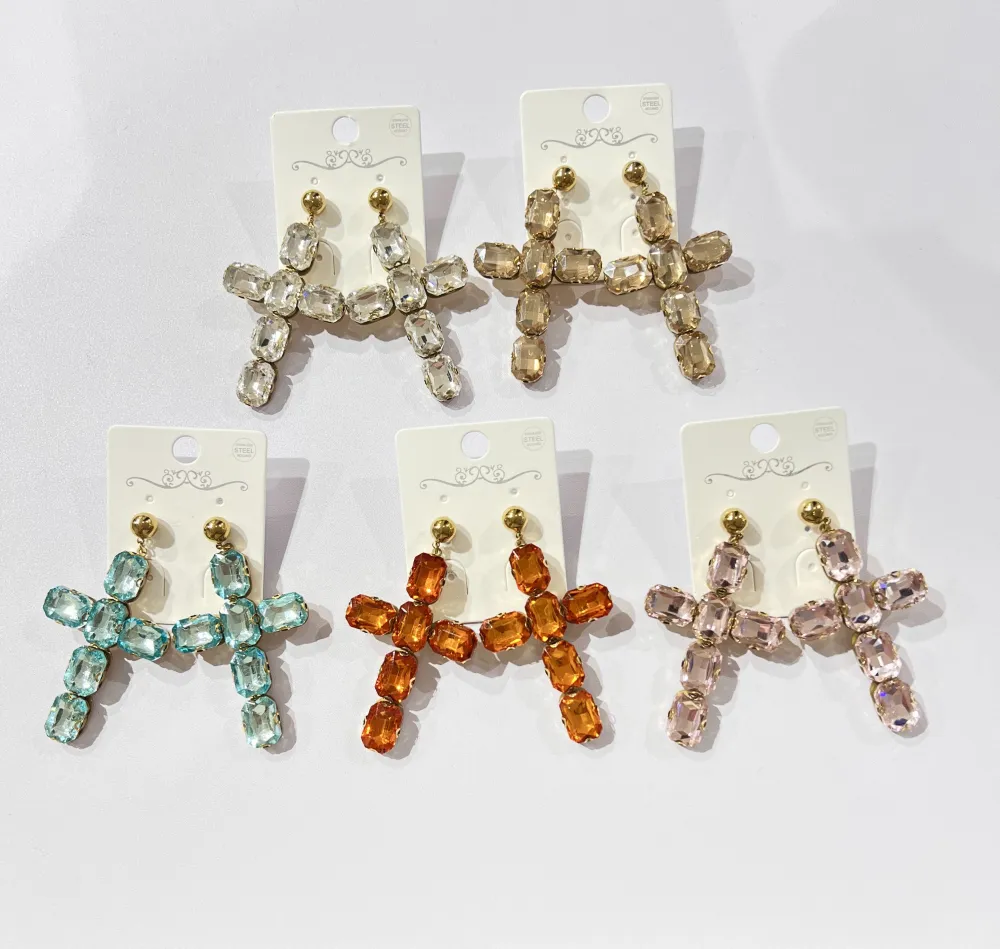 Croce cristallo - Orecchini Moda in acciaio - OR-732-592