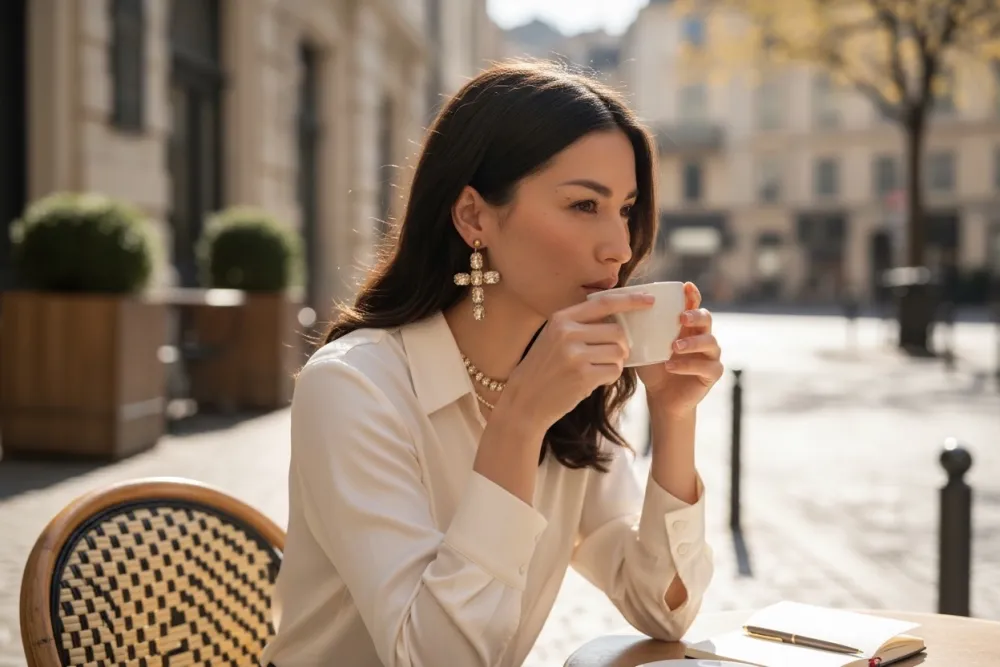 Croce cristallo - Orecchini Moda in acciaio - OR-732-592