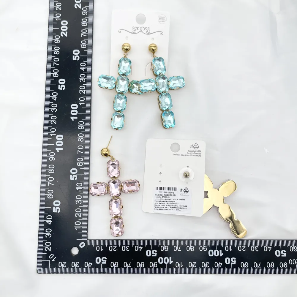 Croce cristallo - Orecchini Moda in acciaio - OR-732-592