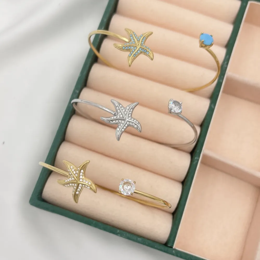 Punto Luce e Stella Marina-Bracciale Rigido in Acciaio - BR-795-115218