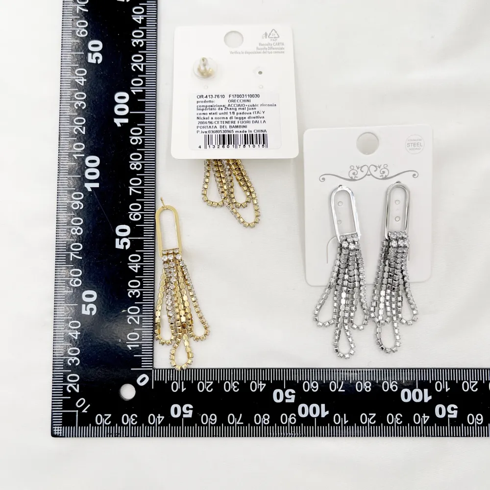 Orecchini pendenti con nappina - Orecchini in Acciaio - OR-413-7510
