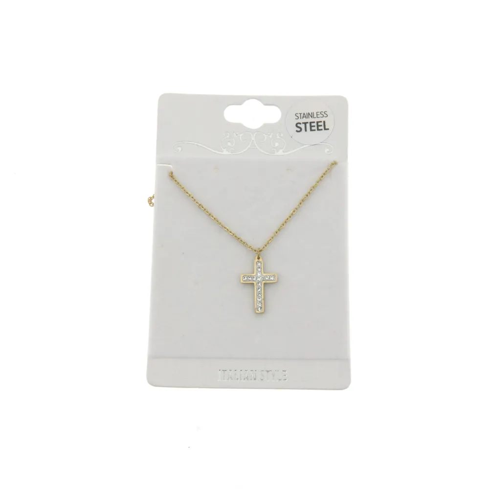 CAC6369-Croce - Girocollo in Acciaio con Strass_2