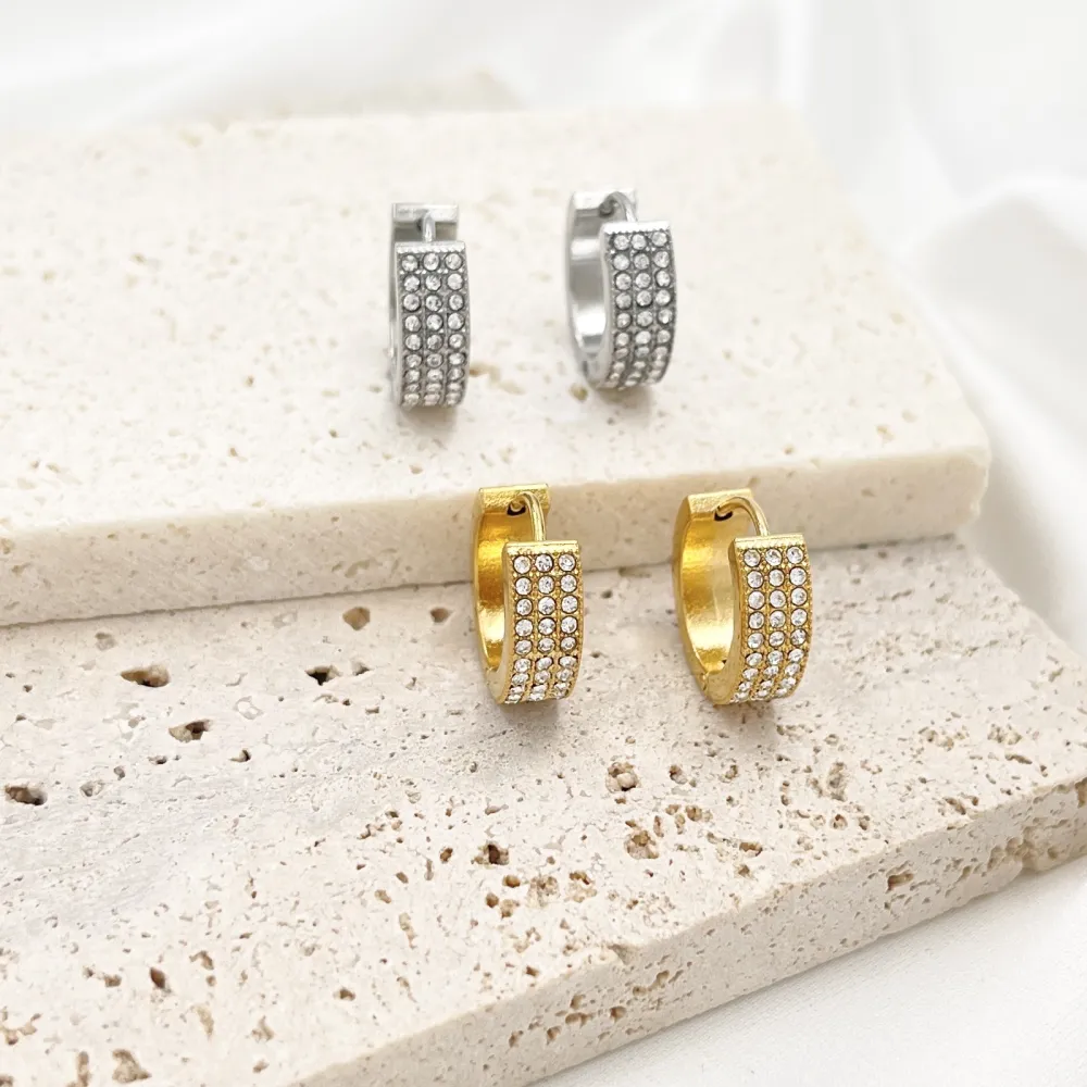 Cerchio con Strass -Orecchini in Acciaio - OR-103-AA4659E