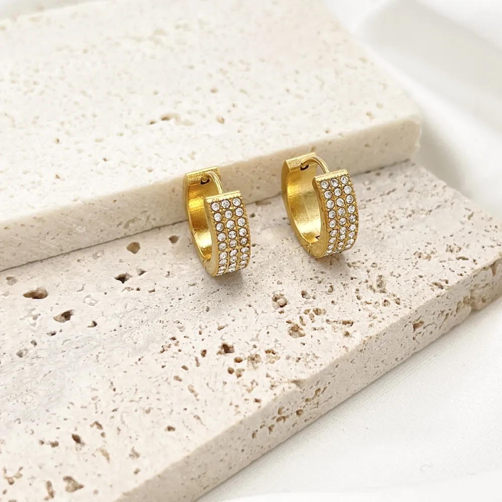 Cerchio con Strass -Orecchini in Acciaio - OR-103-AA4659E