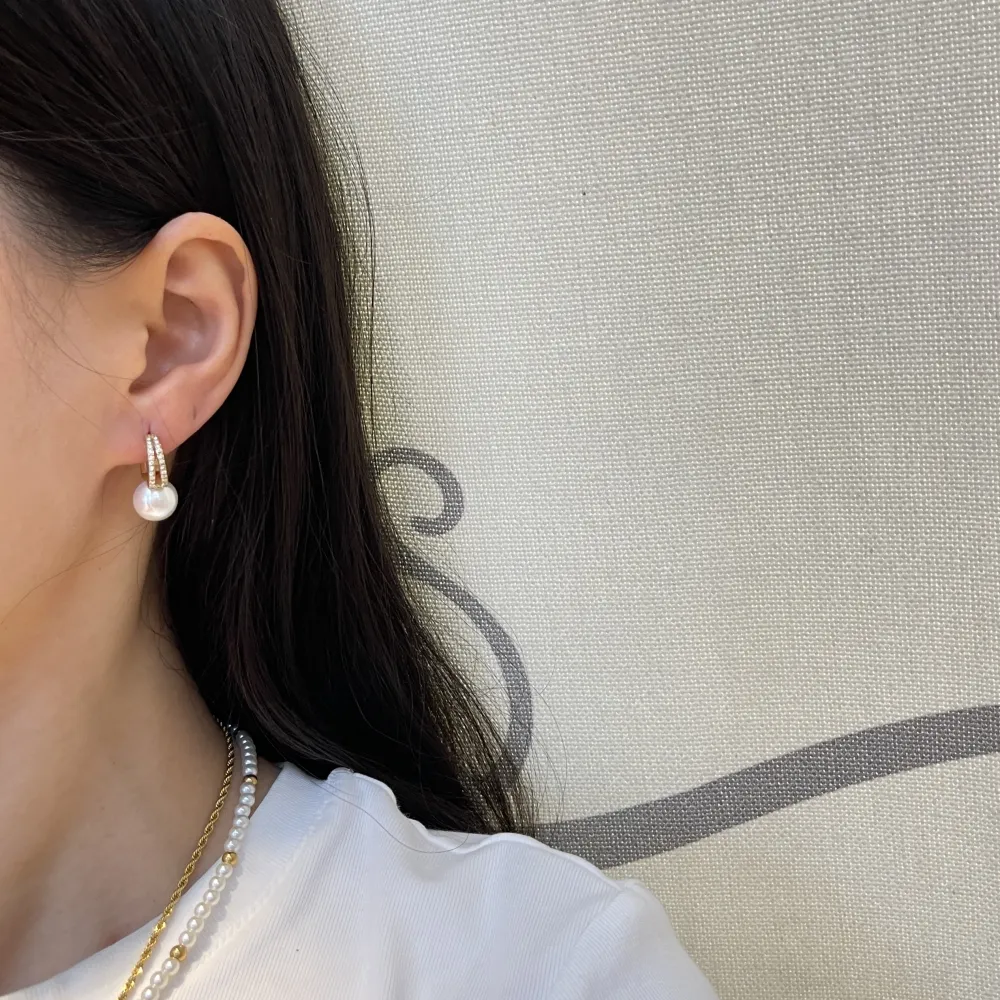 Cerchio con perla -Orecchini in Acciaio - OR-103-AA5561E