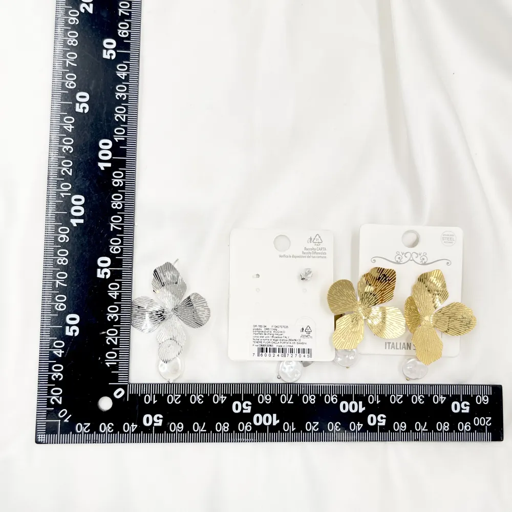 Fiore con Perla-Orecchini in Acciaio - OR-760-04