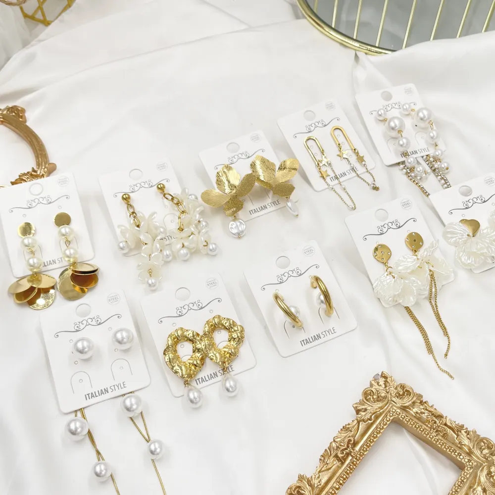 Fiore con Perla-Orecchini in Acciaio - OR-760-04