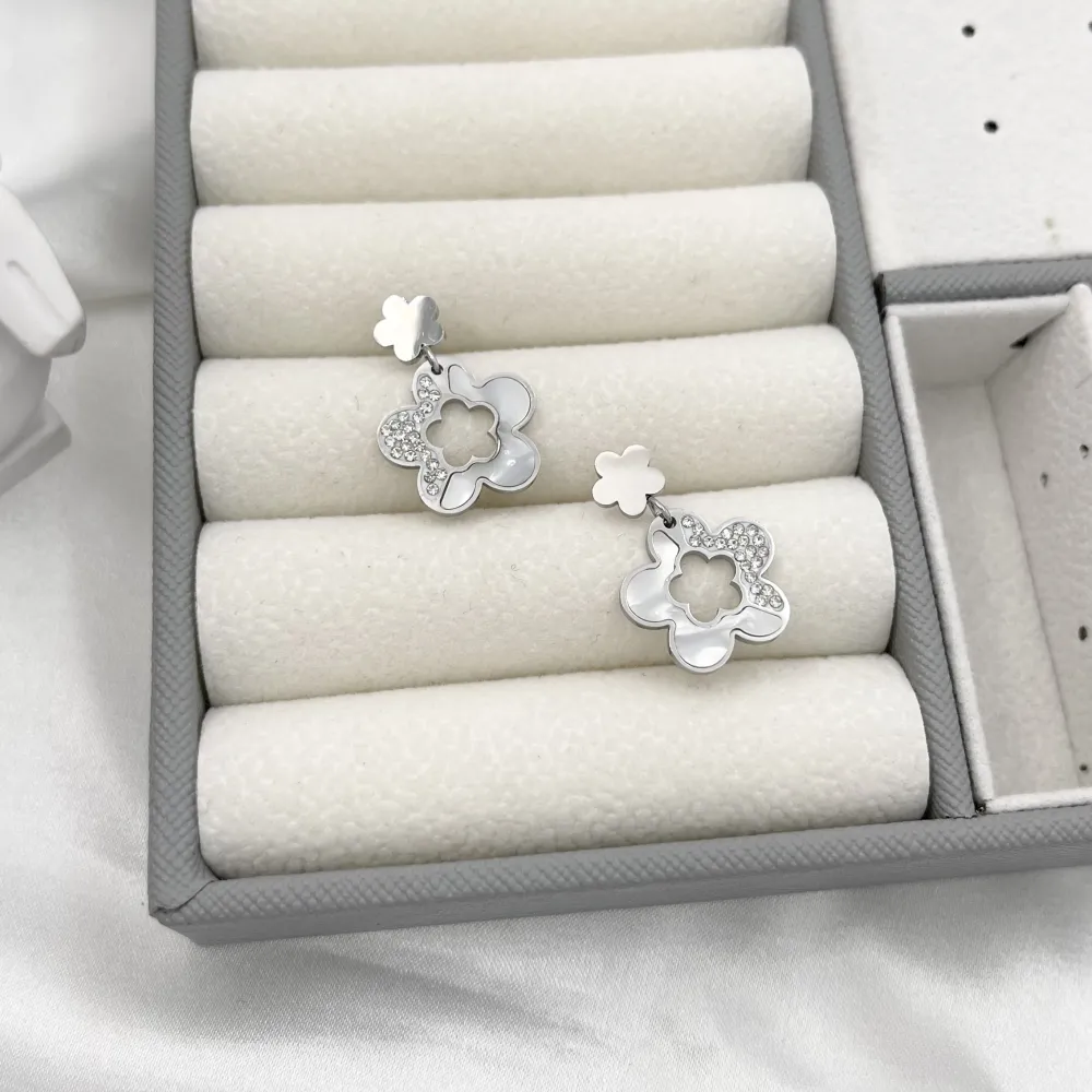 Fiori di Fritillaria -Orecchini in Acciaio-Orecchini in madreperla - OR-413-1271