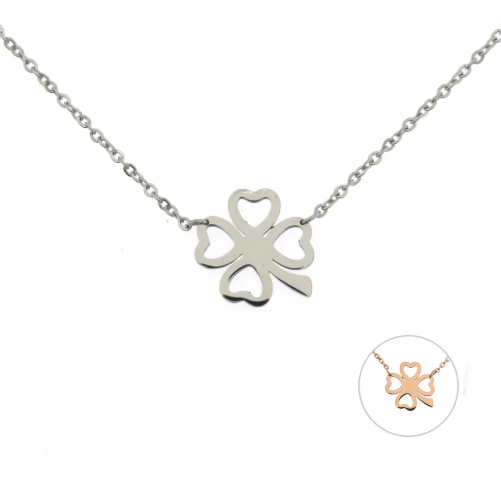 CAC6419-Quadrifoglio- Collana Corta in Acciaio_2