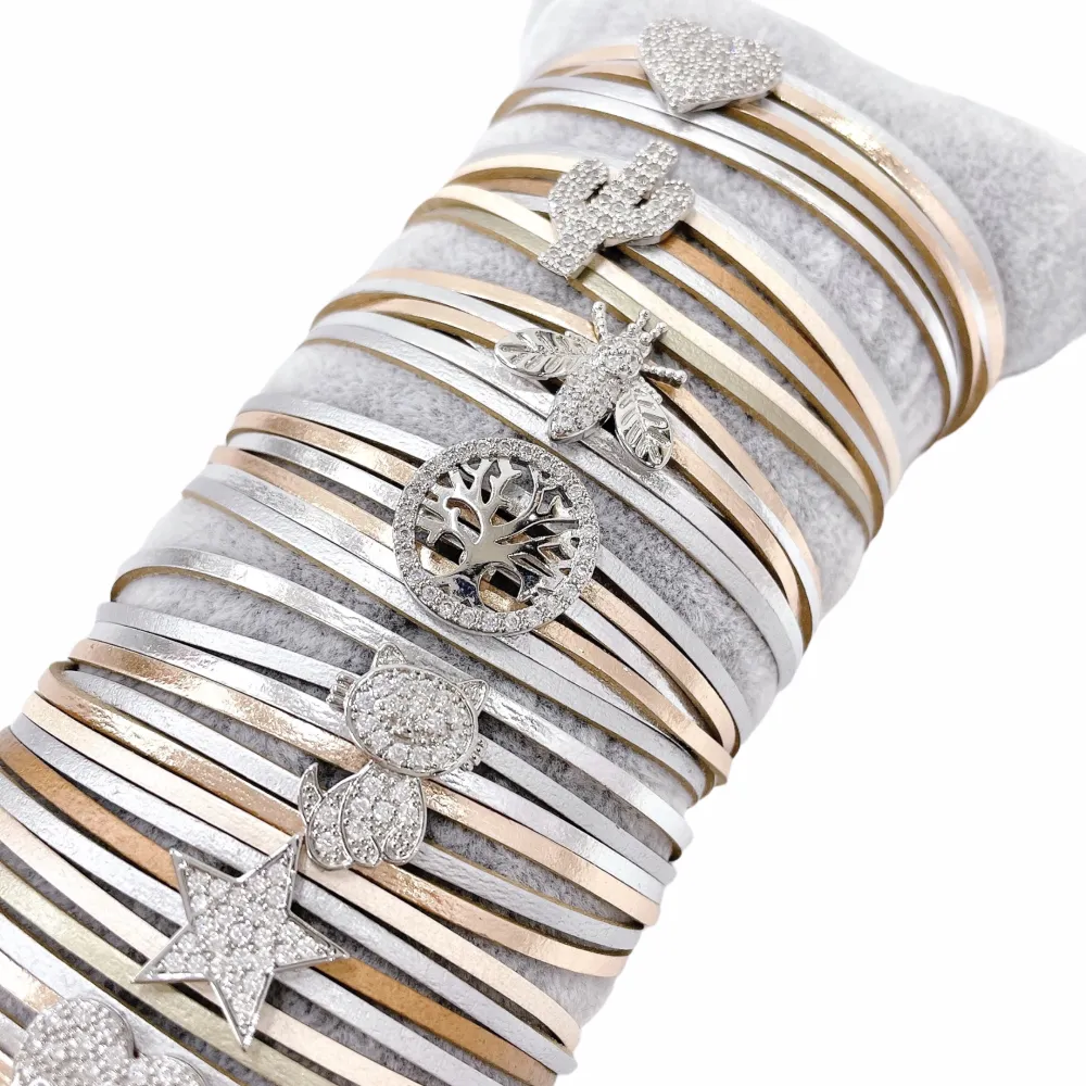 10Pz Bracciali +Cuscino in Omaggio - BPM176-168-Multifili con Charmes-10 Pz Bracciali
