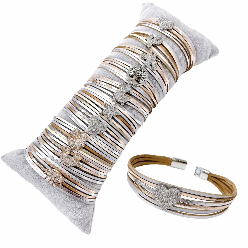 10Pz Bracciali +Cuscino in Omaggio - BPM176-168-Multifili con Charmes-10 Pz Bracciali