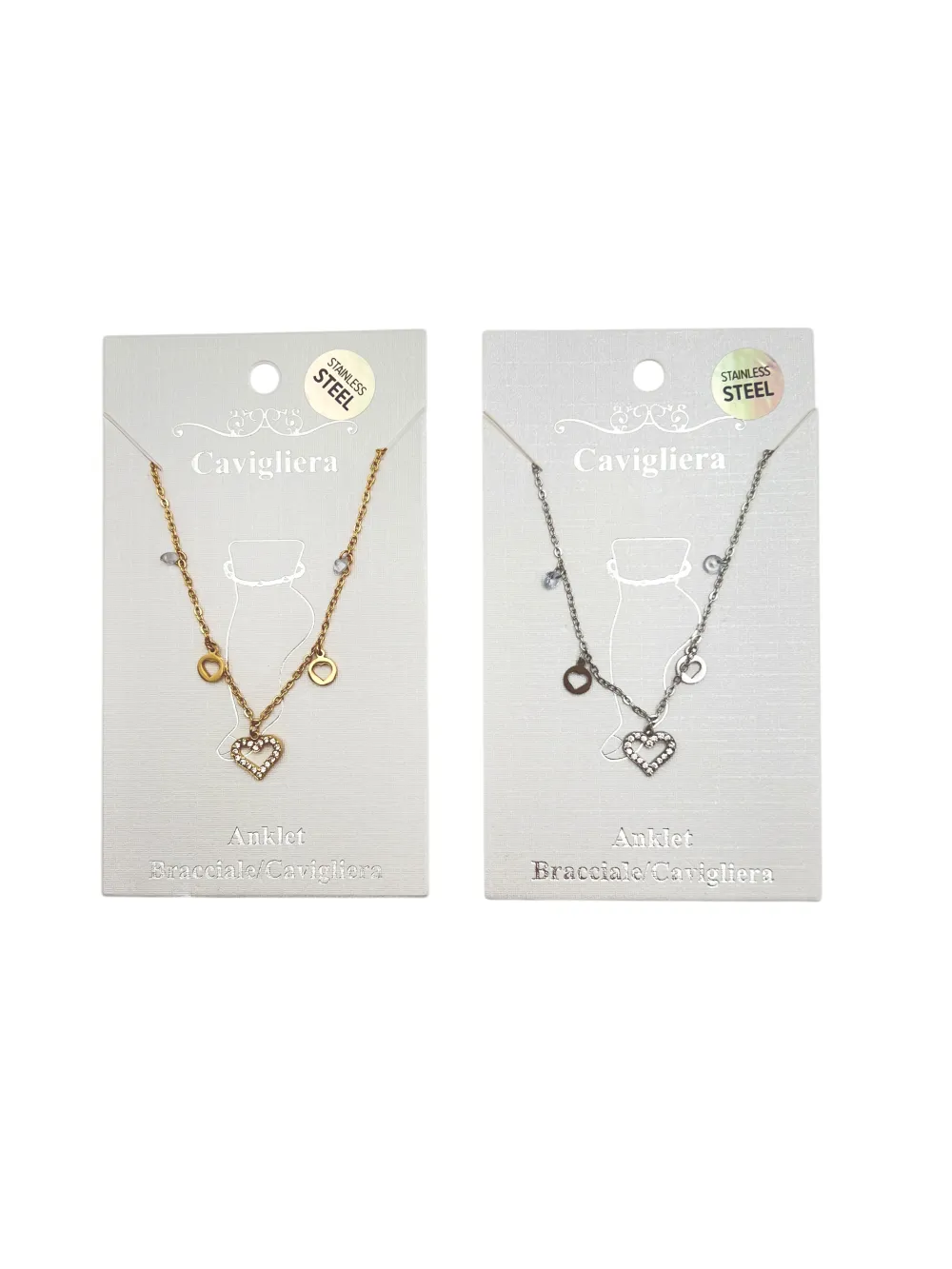 Cuore vuoto con p.luce-Cavigliera in Acciaio - CA-103-AA1549B