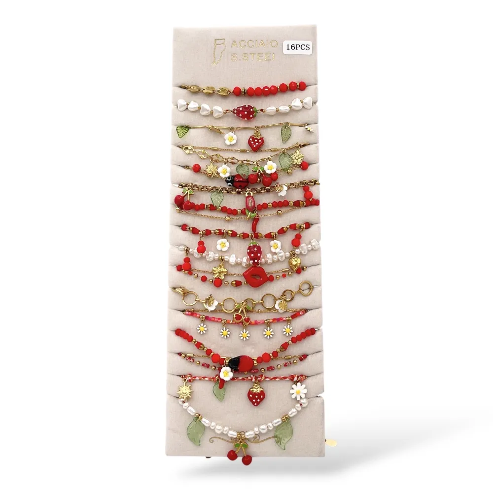Mix Modelli Rosso Ciliegia Fragola-16pz Cavigiere in Acciaio - CA-732-631