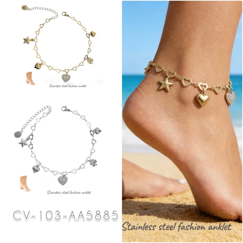 Cuore- Multi Pendenti Caviglie in Acciaio - CV-103-AA5885B