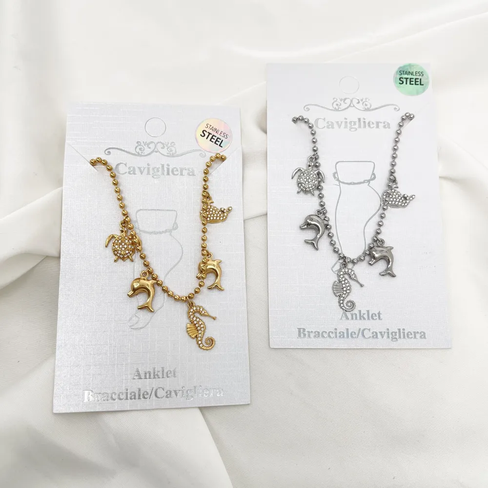 Mare-Delfino tartaruga Cavalluccio - Multi Pendenti Caviglie in Acciaio - CV-103-AA5520B