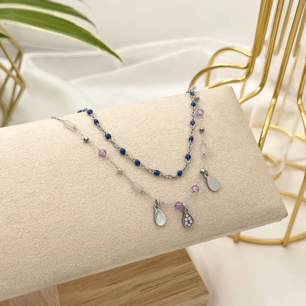 Goccia con Strass-bracciale in Acciaio - BR-103-AA1715N