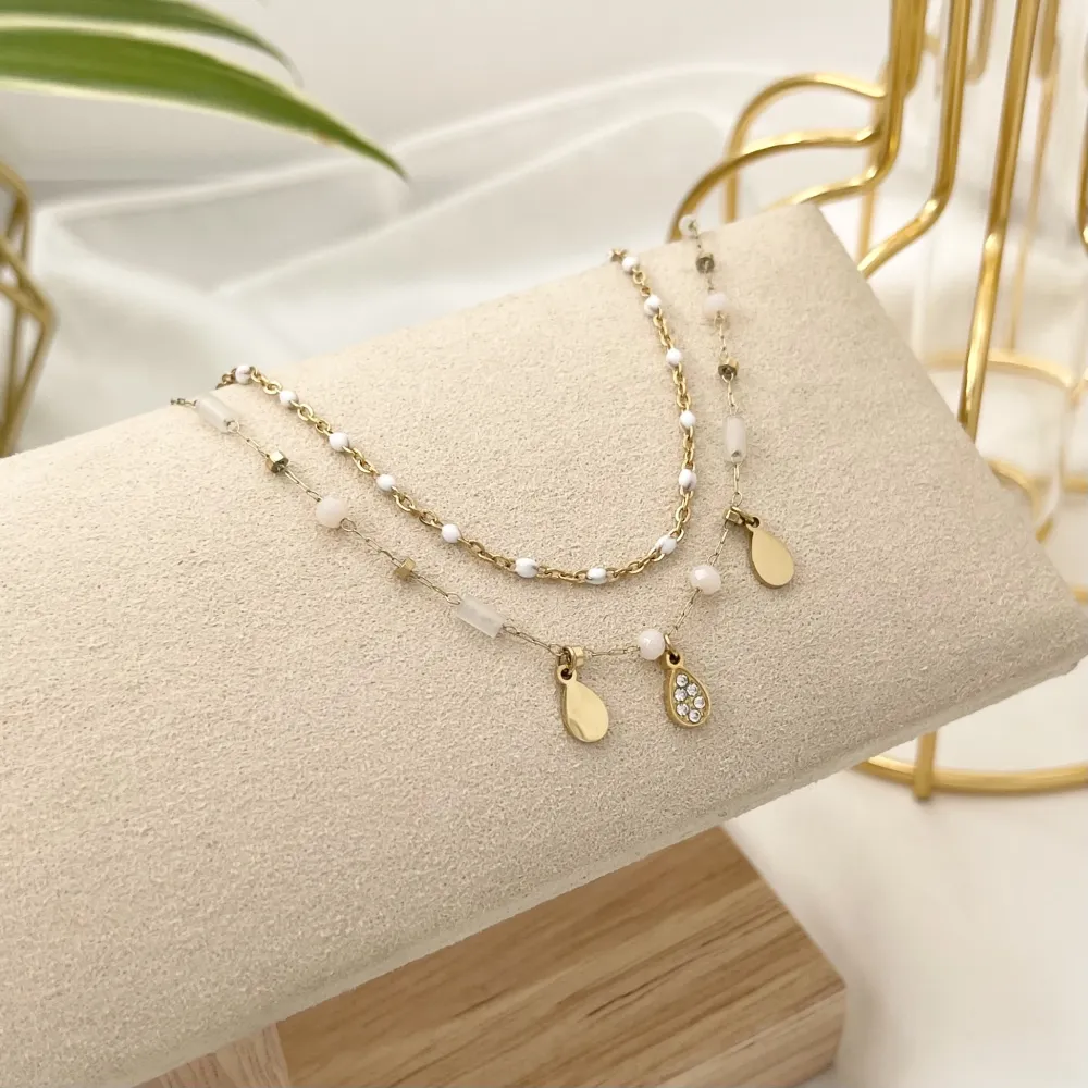 Goccia con Strass-bracciale in Acciaio - BR-103-AA1715N