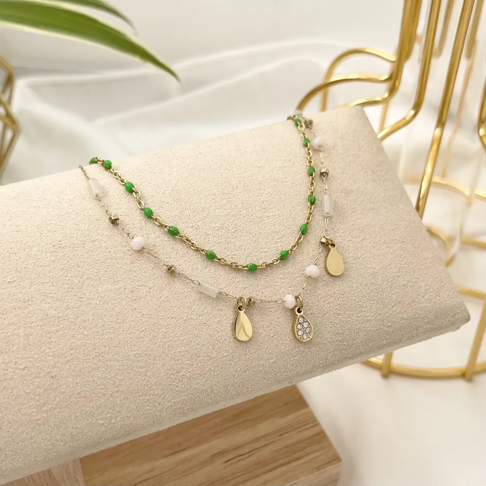 Goccia con Strass-bracciale in Acciaio - BR-103-AA1715N