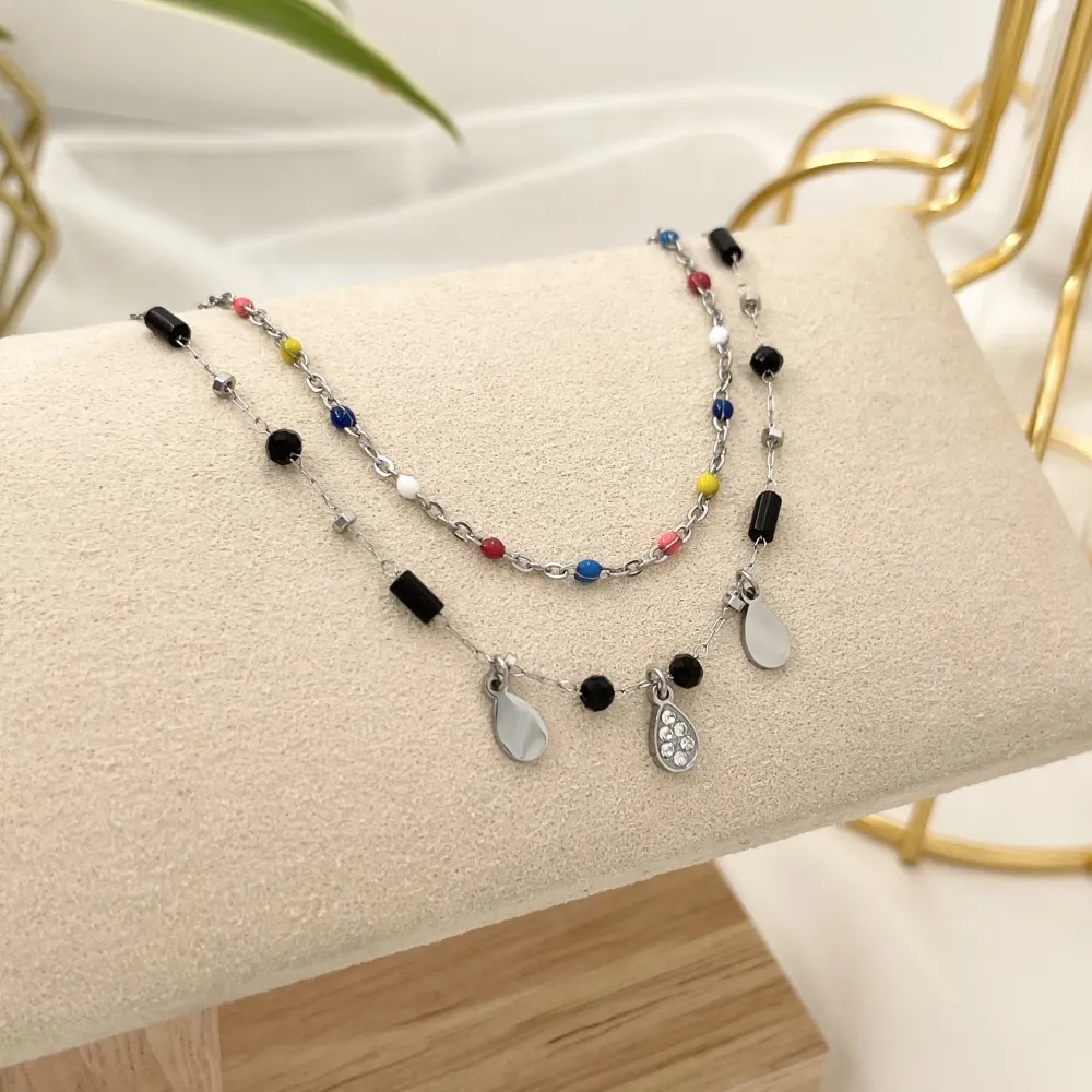 Goccia con Strass-bracciale in Acciaio - BR-103-AA1715N