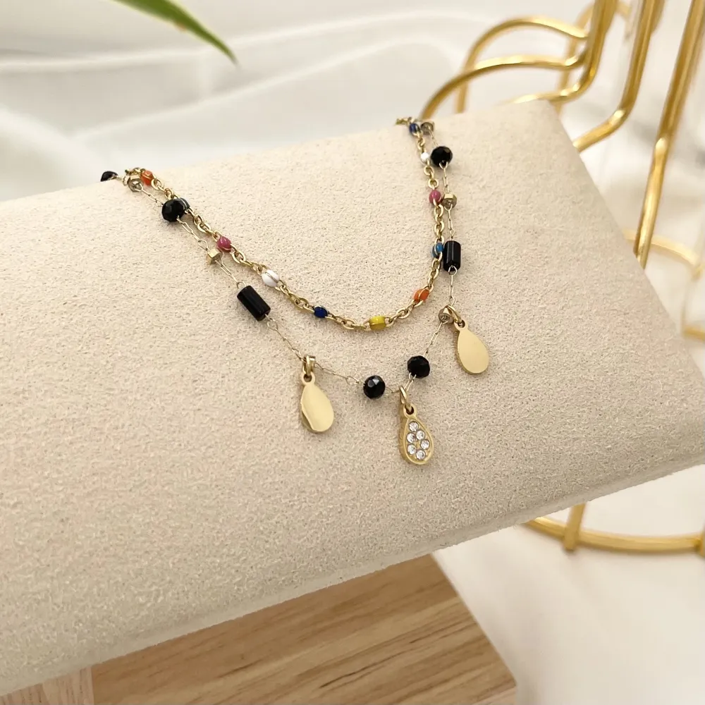 Goccia con Strass-bracciale in Acciaio - BR-103-AA1715N