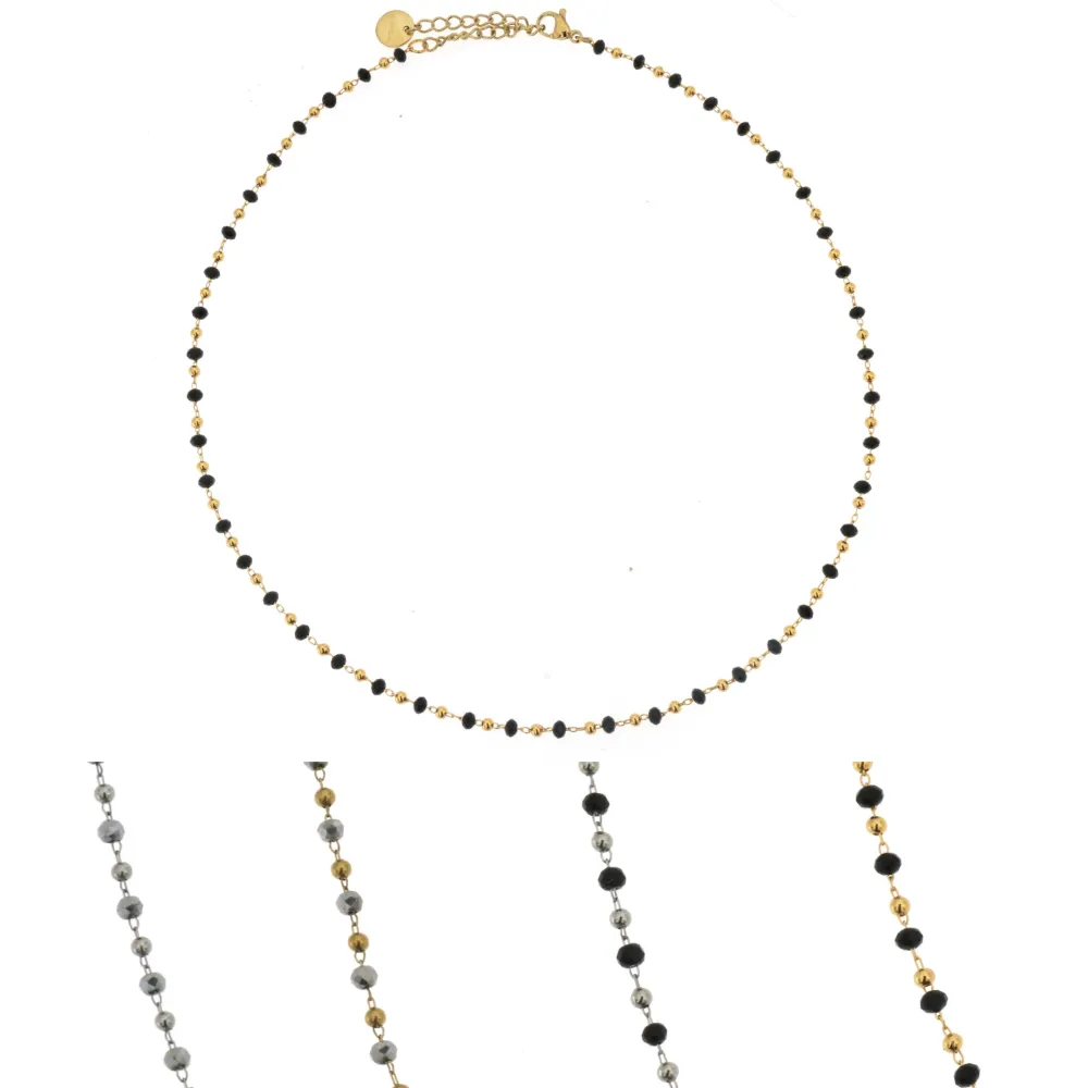 CAC-Palline e Cristalli 5301 - Collana Corta in Acciaio_2