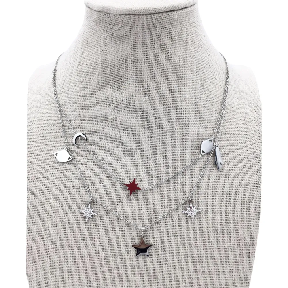 CAC-Stella Pianeta 5665 -Collana Corta in Acciaio_Argento_1