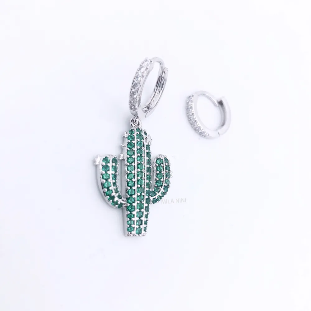 Cactus 5783 - Orecchini cerchio zirconia_2