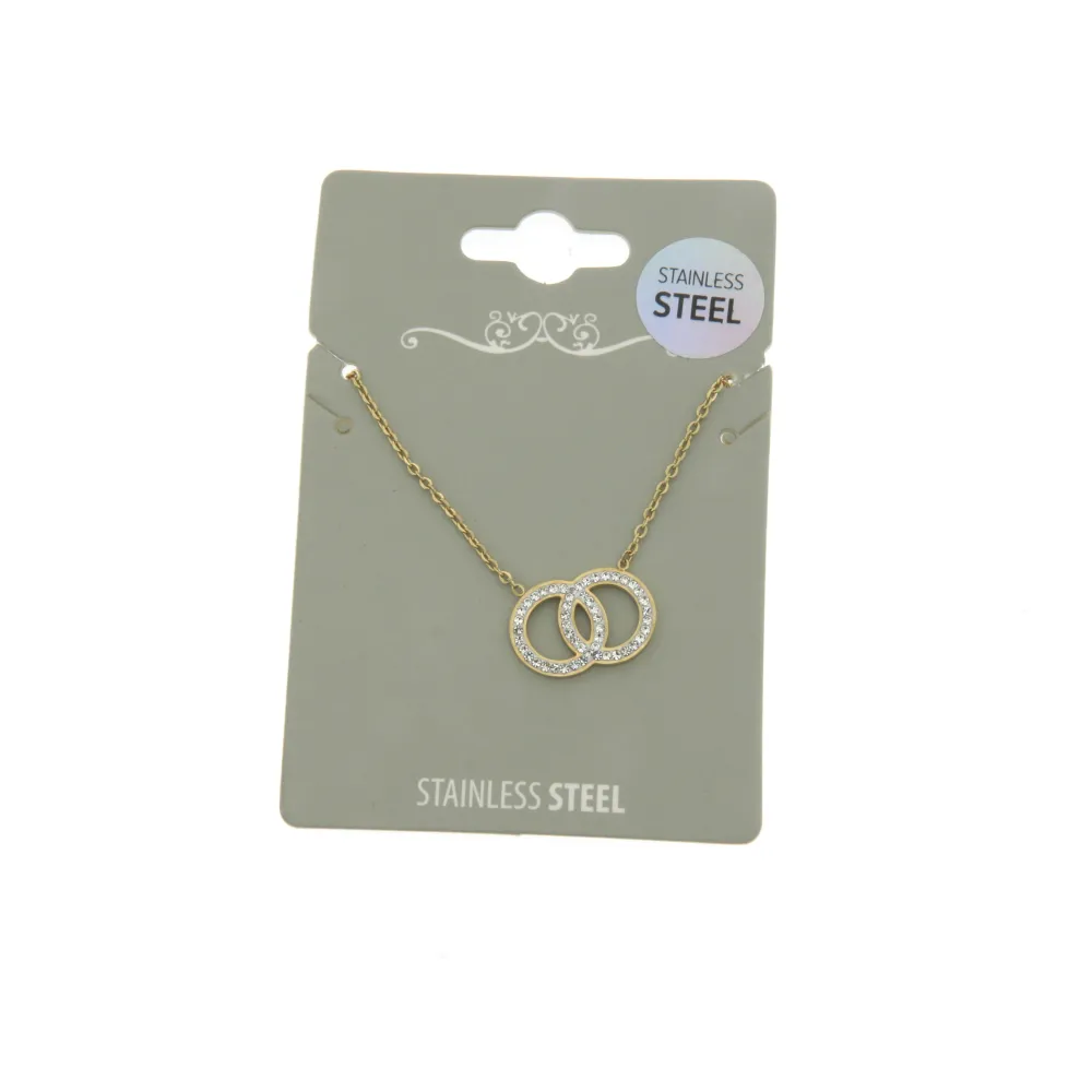 CAS- Doppio Cerchio 4617 - Collana in Acciaio con Strass_2