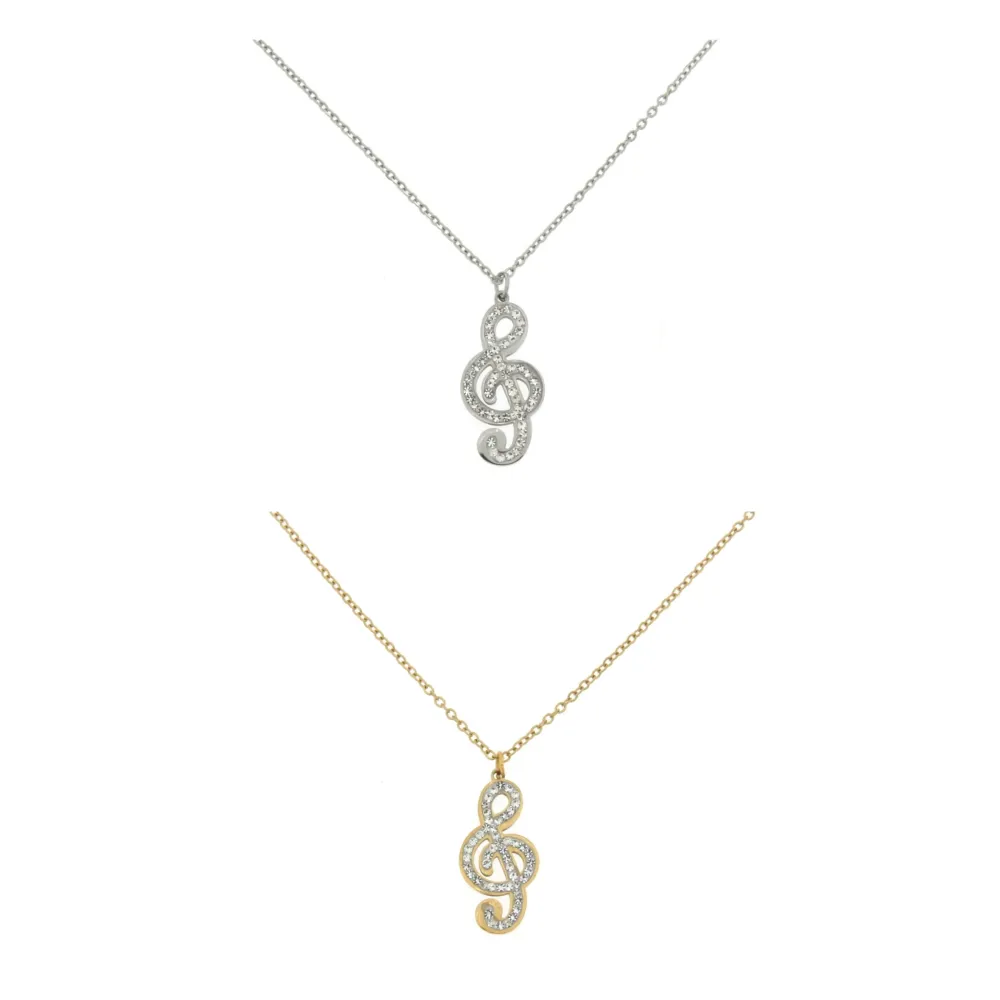 CAS-Note Musicale 4615 - Collana in Acciaio con Strass_2